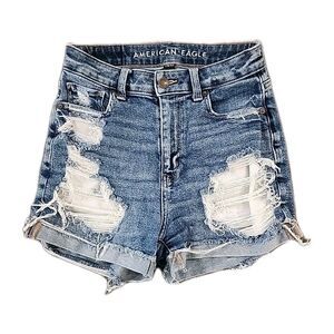 American Eagle Outfitters Denim Short Shorts Womens Size 0 Distressed Stretch